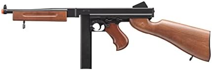 Airsoft Tommy Thompson Durable Submachine Gun WW2 Chicago Typewriter Full Auto SMG AEG with Extra Stick Magazines  Battery and Charger