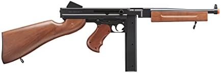 Airsoft Tommy Thompson Durable Submachine Gun WW2 Chicago Typewriter Full Auto SMG AEG with Extra Stick Magazines  Battery and Charger