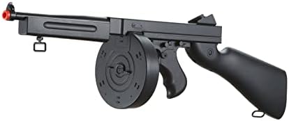 Airsoft Tommy Thompson Durable Submachine Gun WW2 Chicago Typewriter Full Auto SMG AEG with Extra Stick Magazines  Battery and Charger