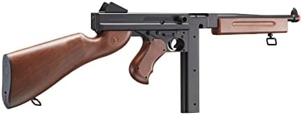 Airsoft Tommy Thompson Durable Submachine Gun WW2 Chicago Typewriter Full Auto SMG AEG with Extra Stick Magazines  Battery and Charger