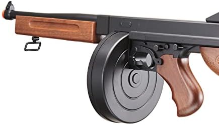 Airsoft Tommy Thompson Durable Submachine Gun WW2 Chicago Typewriter Full Auto SMG AEG with Extra Stick Magazines  Battery and Charger