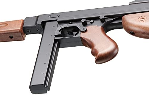 Airsoft Tommy Thompson Durable Submachine Gun WW2 Chicago Typewriter Full Auto SMG AEG with Extra Stick Magazines  Battery and Charger