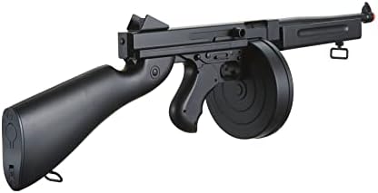 Airsoft Tommy Thompson Durable Submachine Gun WW2 Chicago Typewriter Full Auto SMG AEG with Extra Stick Magazines  Battery and Charger