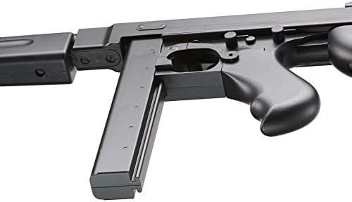 Airsoft Tommy Thompson Durable Submachine Gun WW2 Chicago Typewriter Full Auto SMG AEG with Extra Stick Magazines  Battery and Charger