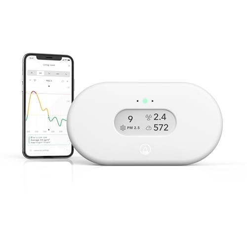 Airthings 2960 View Plus - Monitor de calidad del aire y radón alimentado a batería (PM, CO2, COV, humedad, temperatura, presión)