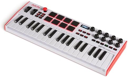 Akai Professional MPK Mini Plus   USB MIDI Keyboard Controller with 37 Mini Keys  8 MPC Pads  Sequencer  MIDI/CV/Gate I/O and Native Instruments Sound Package  White Limited Edition