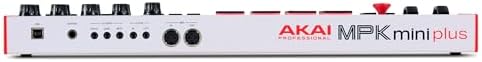 Akai Professional MPK Mini Plus   USB MIDI Keyboard Controller with 37 Mini Keys  8 MPC Pads  Sequencer  MIDI/CV/Gate I/O and Native Instruments Sound Package  White Limited Edition