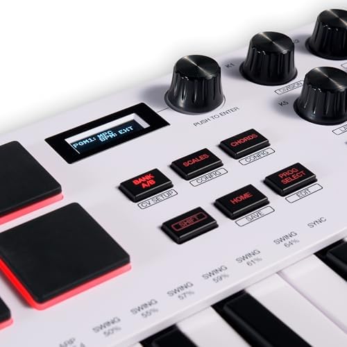 Akai Professional MPK Mini Plus   USB MIDI Keyboard Controller with 37 Mini Keys  8 MPC Pads  Sequencer  MIDI/CV/Gate I/O and Native Instruments Sound Package  White Limited Edition