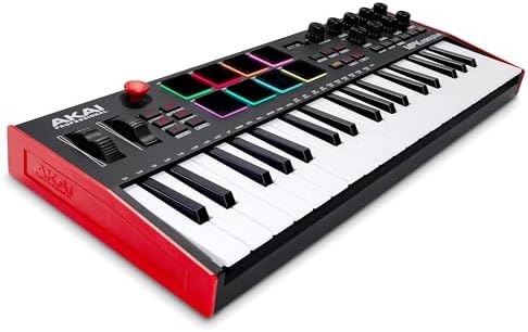 Akai Professional MPK Mini Plus   USB MIDI Keyboard Controller with 37 Mini Keys  8 MPC Pads  Sequencer  MIDI/CV/Gate I/O and Native Instruments Sound Package  White Limited Edition