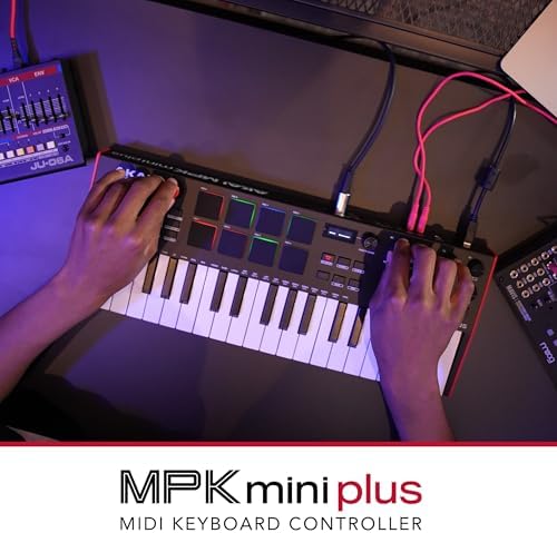 Akai Professional MPK Mini Plus   USB MIDI Keyboard Controller with 37 Mini Keys  8 MPC Pads  Sequencer  MIDI/CV/Gate I/O and Native Instruments Sound Package  White Limited Edition