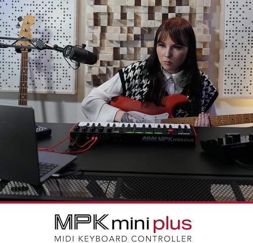 Akai Professional MPK Mini Plus   USB MIDI Keyboard Controller with 37 Mini Keys  8 MPC Pads  Sequencer  MIDI/CV/Gate I/O and Native Instruments Sound Package  White Limited Edition