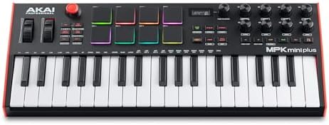 Akai Professional MPK Mini Plus   USB MIDI Keyboard Controller with 37 Mini Keys  8 MPC Pads  Sequencer  MIDI/CV/Gate I/O and Native Instruments Sound Package  White Limited Edition