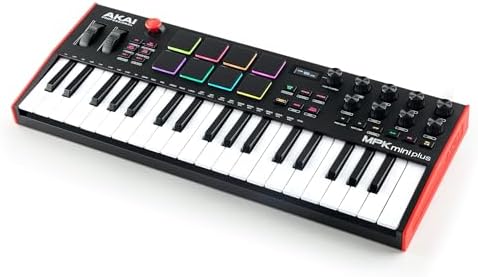 Akai Professional MPK Mini Plus   USB MIDI Keyboard Controller with 37 Mini Keys  8 MPC Pads  Sequencer  MIDI/CV/Gate I/O and Native Instruments Sound Package  White Limited Edition
