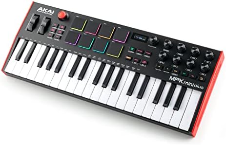 Akai Professional MPK Mini Plus   USB MIDI Keyboard Controller with 37 Mini Keys  8 MPC Pads  Sequencer  MIDI/CV/Gate I/O and Native Instruments Sound Package  White Limited Edition