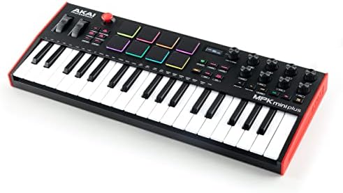 Akai Professional MPK Mini Plus   USB MIDI Keyboard Controller with 37 Mini Keys  8 MPC Pads  Sequencer  MIDI/CV/Gate I/O and Native Instruments Sound Package  White Limited Edition