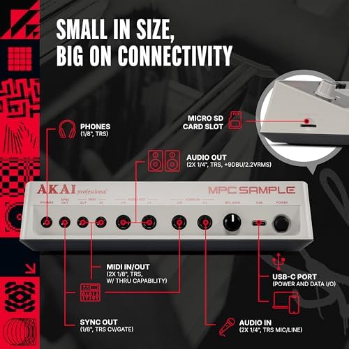 Akai Professional MPC Sample Standalone Portable Sampler  Sequencer and Effects Processor  with Rechargeable Battery  USB C  Built in Speaker and Microphone