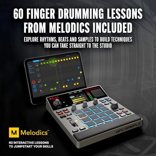 Akai Professional MPC Sample Standalone Portable Sampler  Sequencer and Effects Processor  with Rechargeable Battery  USB C  Built in Speaker and Microphone