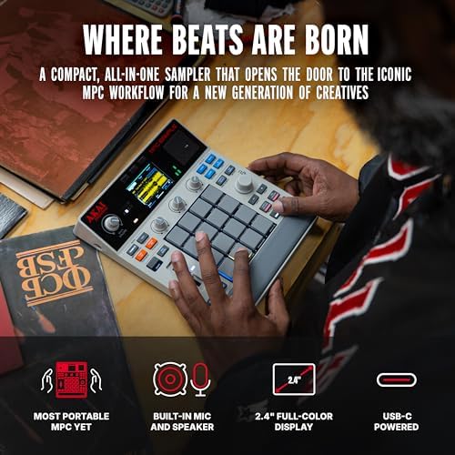 Akai Professional MPC Sample Standalone Portable Sampler  Sequencer and Effects Processor  with Rechargeable Battery  USB C  Built in Speaker and Microphone