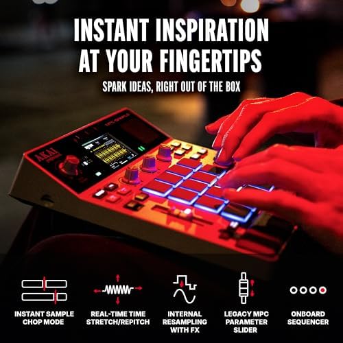 Akai Professional MPC Sample Standalone Portable Sampler  Sequencer and Effects Processor  with Rechargeable Battery  USB C  Built in Speaker and Microphone