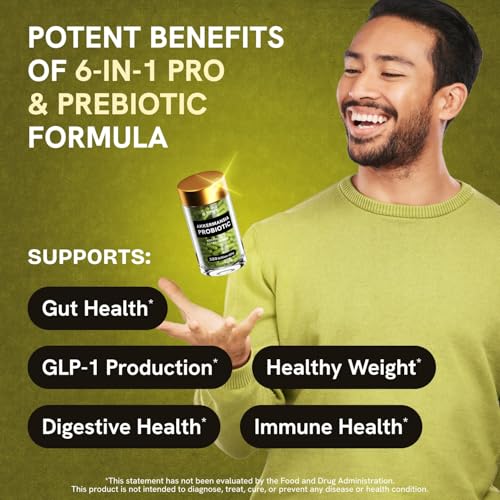 Akkermansia Muciniphila Probiotics 320 mil millones de UFC | GLP-1 probiótico y prebiótico | Probióticos Akkermansia para la salud intestinal | Cápsulas de fibra prebiótica de inulina Astaxantina y