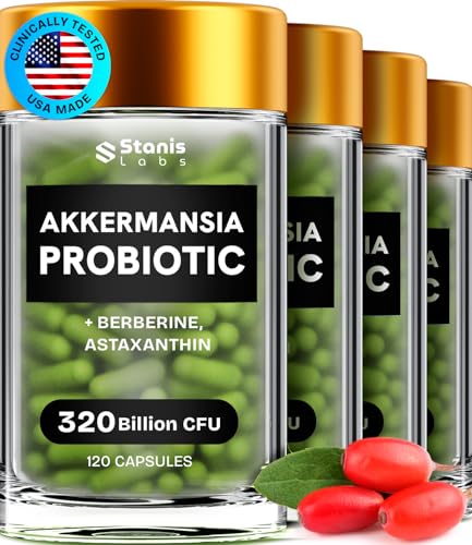 Akkermansia Muciniphila Probiotics 320 mil millones de UFC | GLP-1 probiótico y prebiótico | Probióticos Akkermansia para la salud intestinal | Cápsulas de fibra prebiótica de inulina Astaxantina y