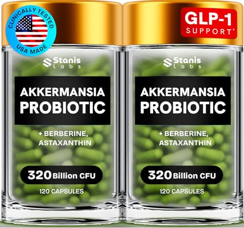 Akkermansia Muciniphila Probiotics 320 mil millones de UFC | GLP-1 probiótico y prebiótico | Probióticos Akkermansia para la salud intestinal | Cápsulas de fibra prebiótica de inulina Astaxantina y