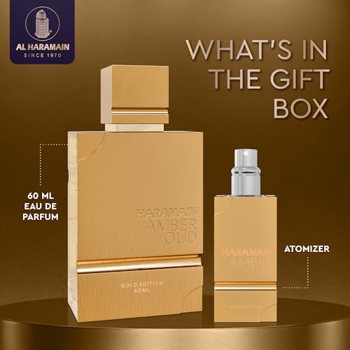 Al Haramain Amber Oud Gold Edition Eau De Parfum Spray 60ml   ATOMIZER   Unisex Perfume Arabian Perfumes for Women & Men   Long Lasting Sweet Fragrance Arabic Cologne   Men & Womens Gift  2 oz  