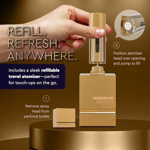 Al Haramain Amber Oud Gold Edition Eau De Parfum Spray 60ml   ATOMIZER   Unisex Perfume Arabian Perfumes for Women & Men   Long Lasting Sweet Fragrance Arabic Cologne   Men & Womens Gift  2 oz  