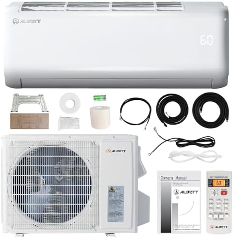 Albott 18000 BTU Mini Split Air Conditioner Heat Pump  Ductless Inverter AC  Cools up to 1250 Sq  Ft  Energy Efficient with Self Cleaning  SEER2 19  220V  Ideal for Home  Office