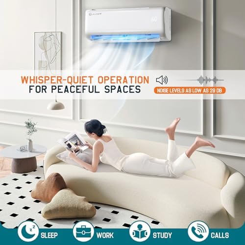 Albott 18000 BTU Mini Split Air Conditioner Heat Pump  Ductless Inverter AC  Cools up to 1250 Sq  Ft  Energy Efficient with Self Cleaning  SEER2 19  220V  Ideal for Home  Office