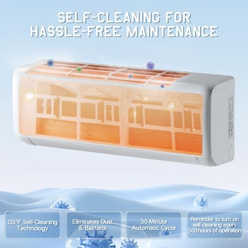 Albott 18000 BTU Mini Split Air Conditioner Heat Pump  Ductless Inverter AC  Cools up to 1250 Sq  Ft  Energy Efficient with Self Cleaning  SEER2 19  220V  Ideal for Home  Office