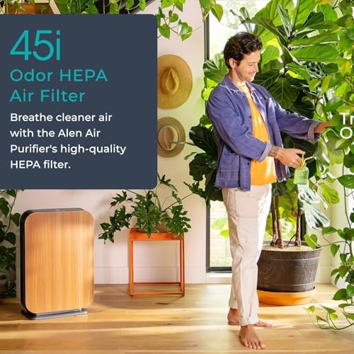 Alen Air Purifier BreatheSmart 45i HEPA with Odor Filter for Large Rooms up to 1900 Sq  Ft    Perfect for Bedrooms & Home Offices   Captures Dust   White