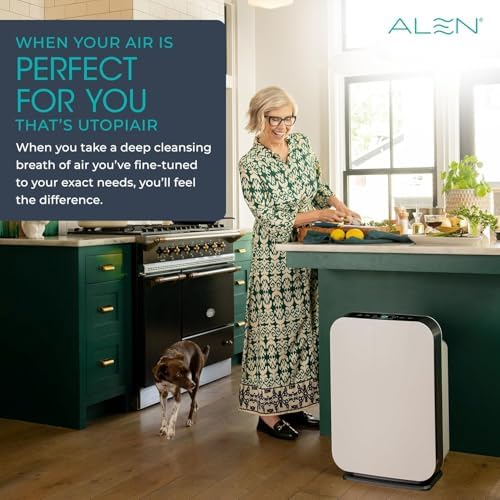 Alen Air Purifier BreatheSmart 45i HEPA with Odor Filter for Large Rooms up to 1900 Sq  Ft    Perfect for Bedrooms & Home Offices   Captures Dust   White