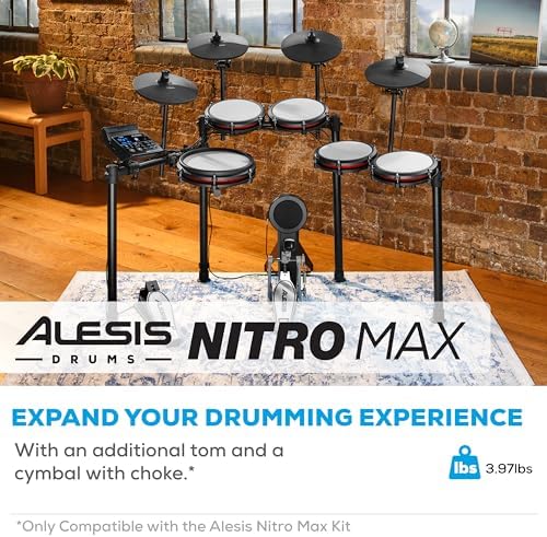Alesis Nitro Max Kit 10 Piece Electric Drum Set with Quiet Mesh Pads  10 Dual Zone Snare  Bluetooth  440  Sounds  Drumeo  USB MIDI  Kick Pedal