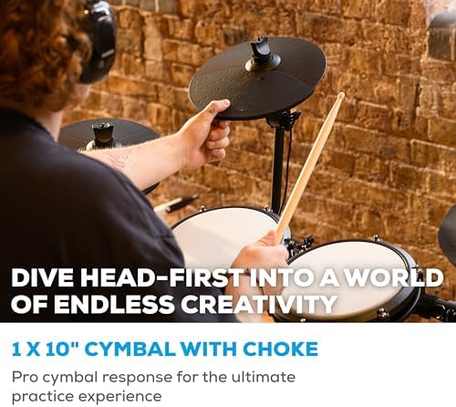 Alesis Nitro Max Kit 10 Piece Electric Drum Set with Quiet Mesh Pads  10 Dual Zone Snare  Bluetooth  440  Sounds  Drumeo  USB MIDI  Kick Pedal