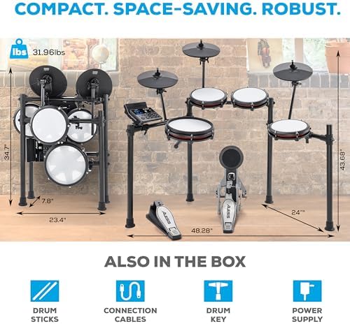 Alesis Nitro Max Kit Compact Electric Drum Kit with Quiet Mesh Pads  10 Dual Zone Snare  Bluetooth  440  BFD Sounds  Drumeo  USB MIDI  Kick Pedal