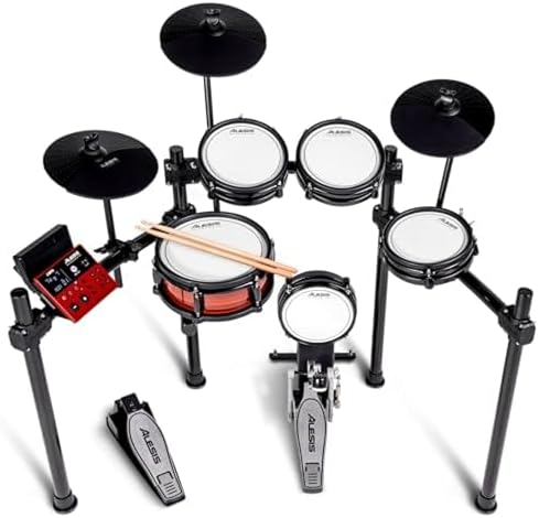 Alesis Nitro Pro Electric Drum Set with Dual Zone Quiet Mesh Pads  500  Authentic BFD Sounds  Bluetooth  Drumeo  USB MIDI  Double Kick Compatible