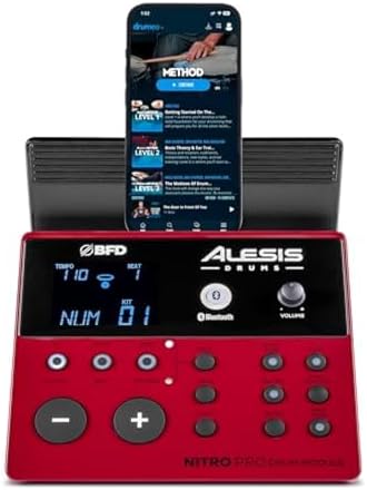 Alesis Nitro Pro Electric Drum Set with Dual Zone Quiet Mesh Pads  500  Authentic BFD Sounds  Bluetooth  Drumeo  USB MIDI  Double Kick Compatible