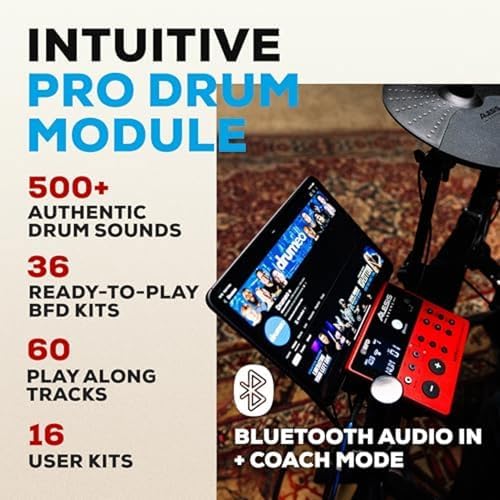 Alesis Nitro Pro Electric Drum Set with Dual Zone Quiet Mesh Pads  500  Authentic BFD Sounds  Bluetooth  Drumeo  USB MIDI  Double Kick Compatible
