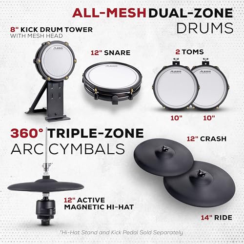 Alesis Strata Club Electric Drum Set with 144K Multi Channel Samples  Touchscreen  Triple Zone Cymbals  Dual Zone Mesh Drums and 8 Kick