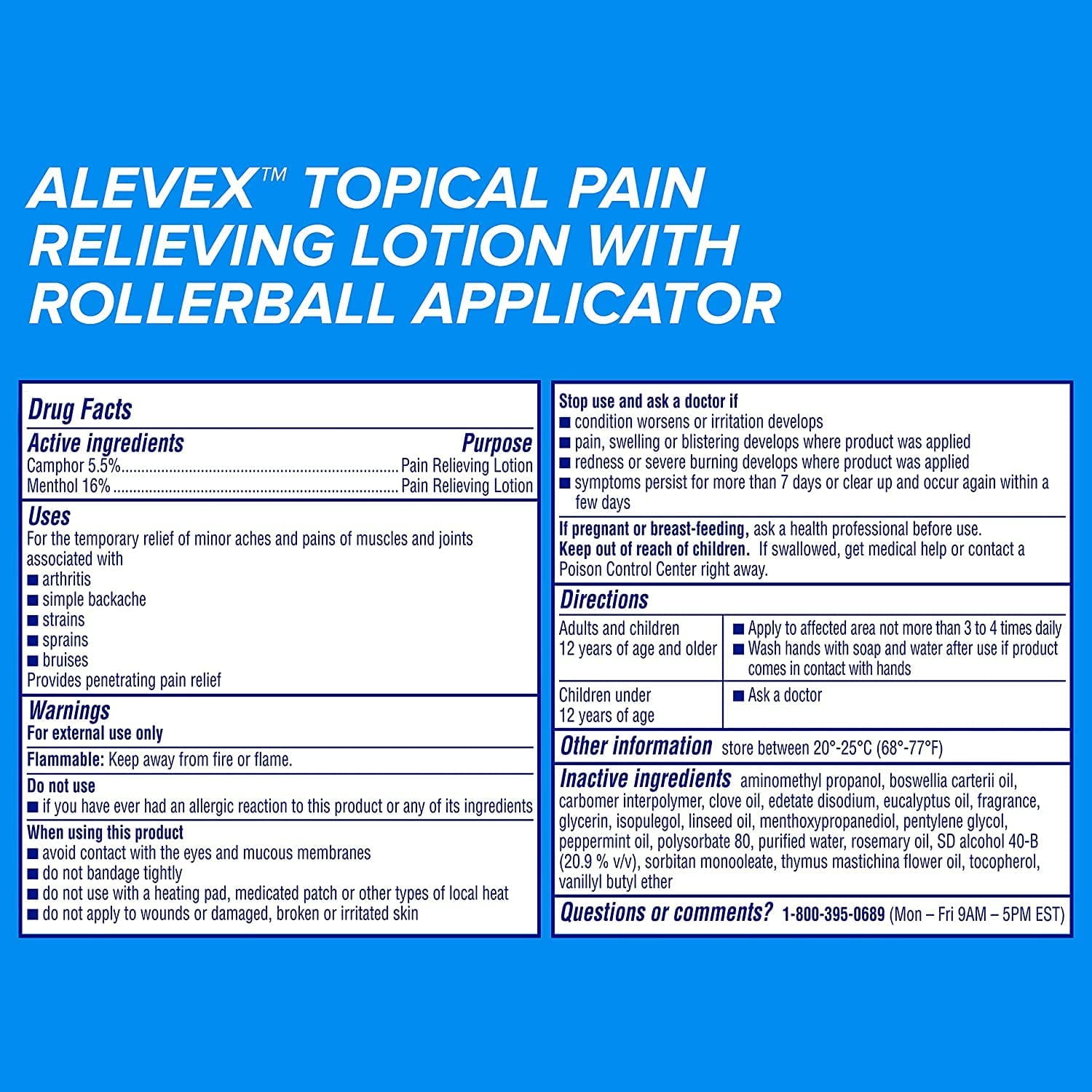 AleveX Pain Relieving Lotion with Rollerball Applicator Topical Pain Reliever  2 5oz