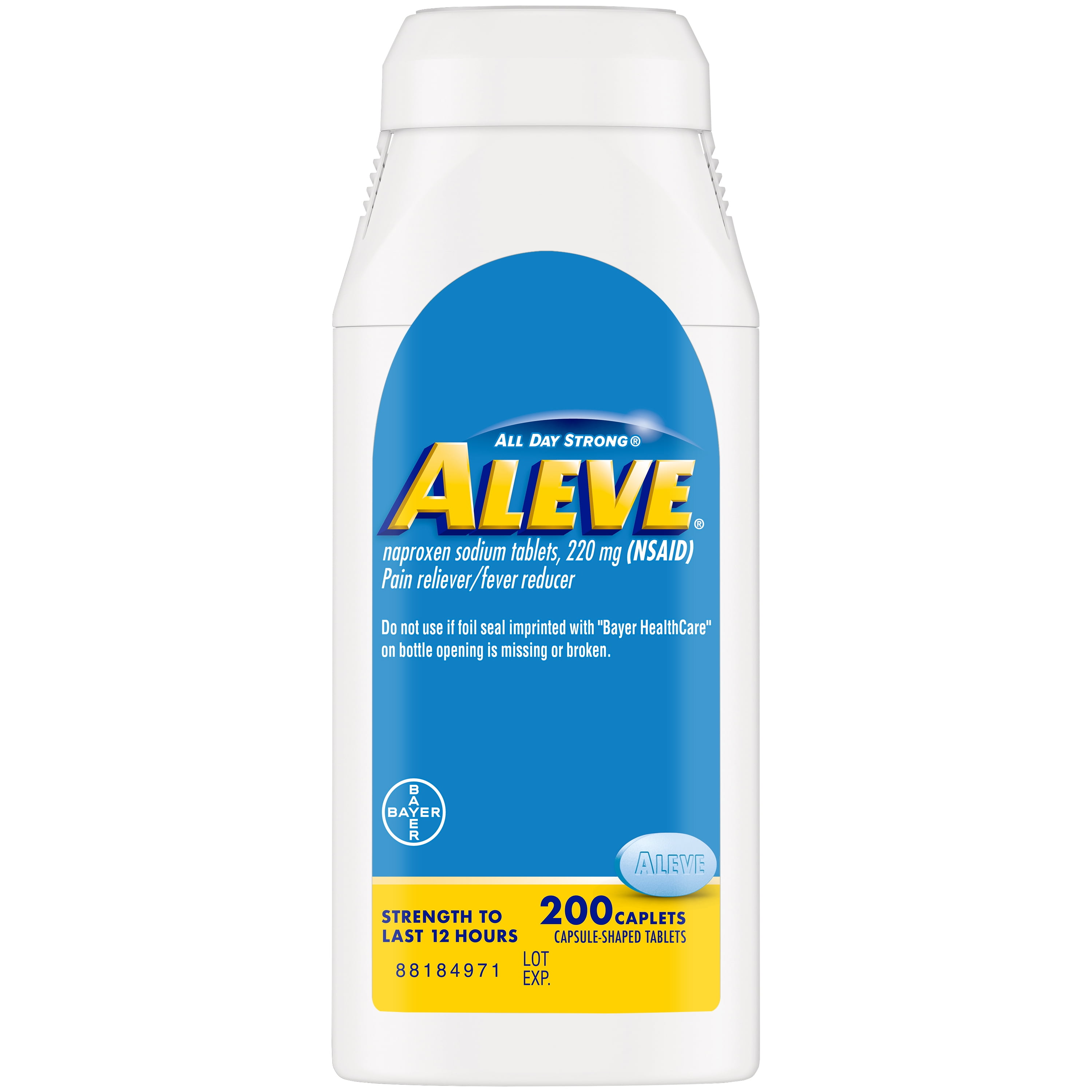 Aleve Pain Reliever & Fever Reducer Naproxen Sodium Caplets  Body Pain Relief  200 Count