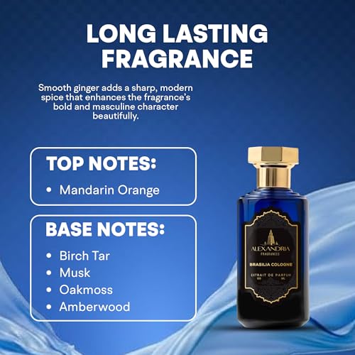 Alexandria Fragrances Brasilia Cologne Perfume   Premium Unisex Eau de Parfum with Oranges & Birch Tar Notes   Luxury Fragrance with Ginger  Pink Pepper   Men Cologne for Every Occasion   100ml