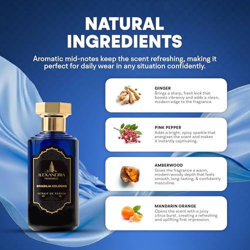Alexandria Fragrances Brasilia Cologne Perfume   Premium Unisex Eau de Parfum with Oranges & Birch Tar Notes   Luxury Fragrance with Ginger  Pink Pepper   Men Cologne for Every Occasion   100ml