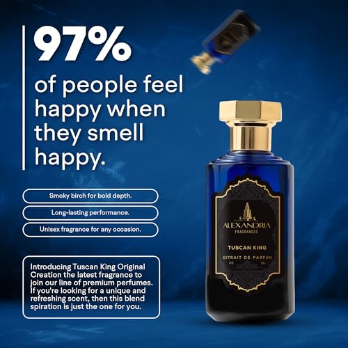 Alexandria Fragrances Tuscan King Perfume   Long Lasting Eau de Parfum for Men & Women   Mens Cologne with Raspberry  Leather  Pineapple & Smoky Birch   Luxury Fragrance Inspired by Elegance   30ml