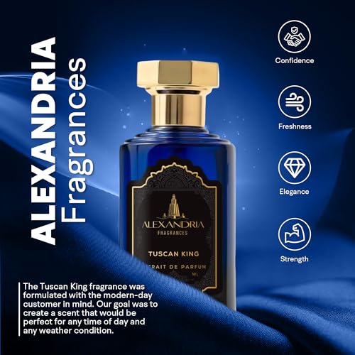 Alexandria Fragrances Tuscan King Perfume   Long Lasting Eau de Parfum for Men & Women   Mens Cologne with Raspberry  Leather  Pineapple & Smoky Birch   Luxury Fragrance Inspired by Elegance   30ml