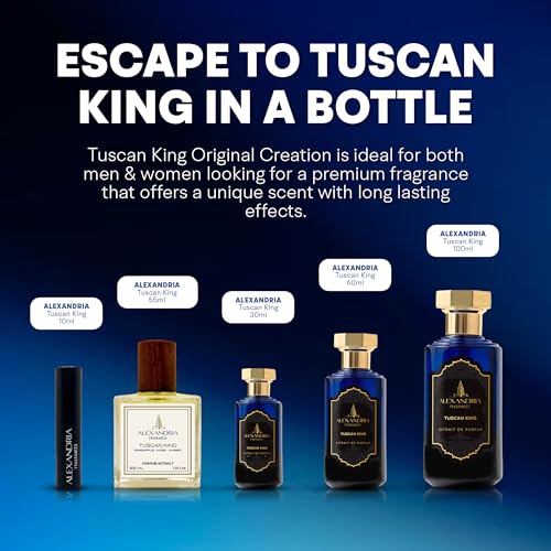 Alexandria Fragrances Tuscan King Perfume   Long Lasting Eau de Parfum for Men & Women   Mens Cologne with Raspberry  Leather  Pineapple & Smoky Birch   Luxury Fragrance Inspired by Elegance   30ml