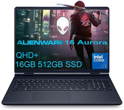 Alienware 16 Aurora Gaming Laptop  16 QHD  120Hz  Intel 10 Core 7 240H  > i7 13620H   16GB DDR5  512GB SSD  NVIDIA GeForce RTX 4050 6GB   Backlit Keyboard  Wi Fi 7  Ethernet  Webcam  Win 11 Home