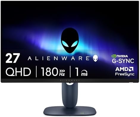 Alienware 27 Gaming Monitor   AW2725DM   27 inch QHD 180Hz 1ms Display  IPS  NVIDIA G SYNC  AMD Freesync  VESA AdaptiveSync