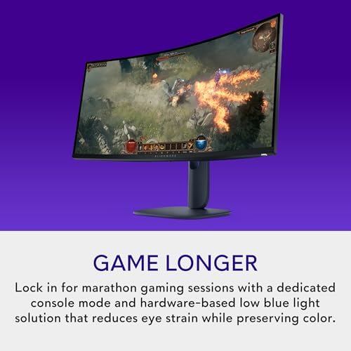 Monitor gaming curvo Alienware de 34 pulgadas – AW3425DWM - Pantalla WQHD de 34 pulgadas 180Hz 1ms, 1500R, AMD FreeSync Premium, VESA AdaptiveSync.